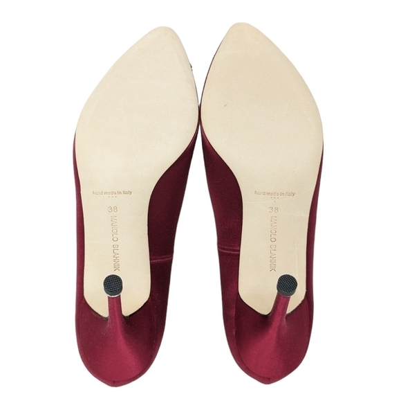 NEW Manolo Blahnik Deep Merlot Red 90mm Hangisi Crystal Pump Heel Size EU 38 - Picture 9 of 10